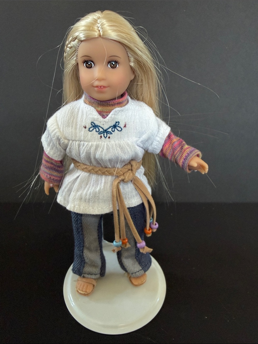American Girl Julie Albright Mini Doll in White Tunic and Denim Pants